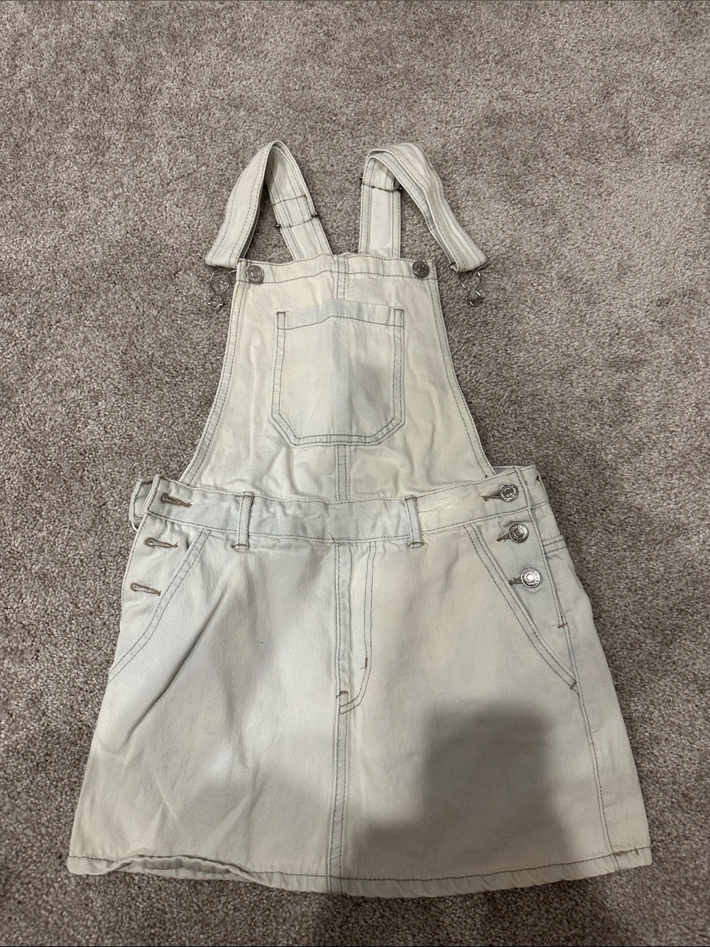 Forever 21 Light Cream Denim Overall Skirt